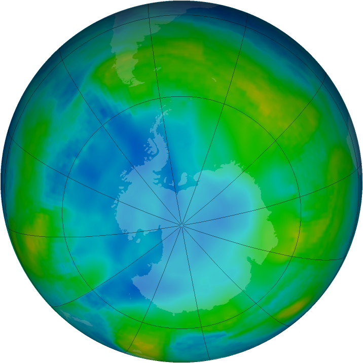 Antarctic ozone map for 08 June 2002